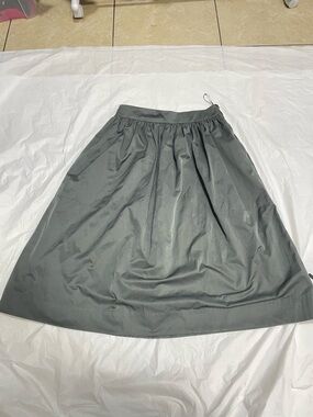 Zara Olive Gray A-Line Gathered Midi Skirt